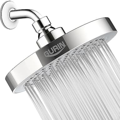 GURIN Shower Head High Pressure Rain Shower head - 6 Inch Luxury Design with Adjustable Angles, Anti-Clogging Nozzles, Easy 1-Min Install, Premium Chrome Finish for Bathroom (2.5 GPM)