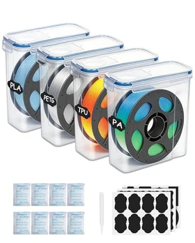 Bestery Filament Storage Box 4 Pack for 3D Printer Filament Storage Container Portable with Desiccants and Label Water-Proof Dust-Proof for 1.75mm Filament Transparent Blue