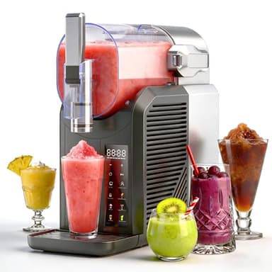 ZABINS Slushie Machine, 2L/68oz Slushy Machine for Home & Party, 6 Presets Frozen Drink Maker with Self‑Cleaning & LED Display, No Ice Needed, Ideal for Margaritas, Frappés, Milkshakes