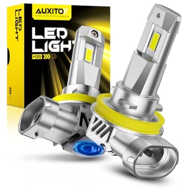 AUXITO H11/H8/H9 LED HeadIight Bulbs, 1:1 Halogen Size, 6500K Ultra Bright, 1000% Brightness, Plug and Play, 60,000 Hours Lifespan, Pack of 2