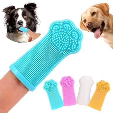 dlnope Dog Finger Toothbrush, 4-Pack Finger Toothbrush for Dogs, Upgraded Pet Tooth Brushing Kit, A Fun Dog Teeth Cleaning Tool that Also Doubles as A Gum Massage, Suitable for Medium and Large Dogs.