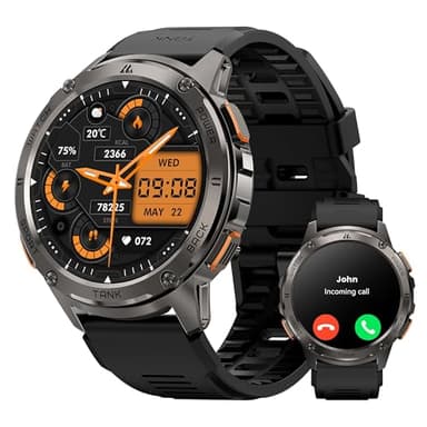 AMAZTIM Smart Watches for Men,60 Days Extra-Long Battery, Rugged Military Bluetooth Call(Answer/Dial Calls),1.43" Ultra HD AMOLED Display,Full Metal Body SmartWatch Compatible iPhone and Android