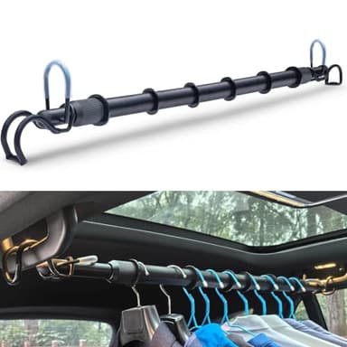 Heavy Duty Telescopic Car Clothes Hanger Bar - Adjustable 30''-66'' Garment Rack Travel Closet Hanging Rod for Vehicle Truck SUV RVs Extendable Metal Pole for Automobile Clothing Organizers & Storage