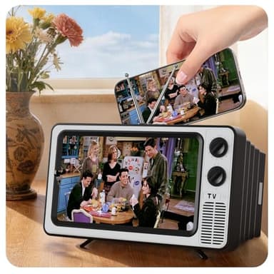 SEANCHEER Retro TV Cell Phone Screen Magnifier HD, 3D Portable Foldable Mobile Phone Magnifier for Movie & Game, Fit for All Smartphones - Gift for Women Mom Wife Men Dad Husband Friends (Sliver, 12")