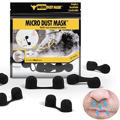 MICRO DUST MASK - Dust Blocker Nose Filter - Dust Mask for Nose - Disposable Personal Protective Nose Mask Nasal Filter - Breathable for Woodworking, Lawn Mowing, Minor Construction - 30 Pack