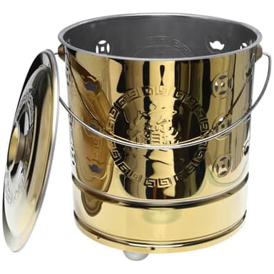 Angoily 1PC Stainless Steel Paper Burn Bucket, Stainless Steel Incinerator Cage with Lid, Metal Incinerator Can, Paper Money Can for Garden Leaf Wood Trash Backyard Bonfire 11.79*10.53inch/30.0*26.8cm