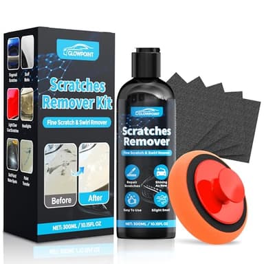 GLOWPOINT Car Scratch Remover, 300ml Scratch Repair & Swirl Remover Kit for Vehicles, Scratch Eraser Restorer & Polishing with Pad and Nano Sparkle Cloth for Light Scratches, Oxidation, Water Spots