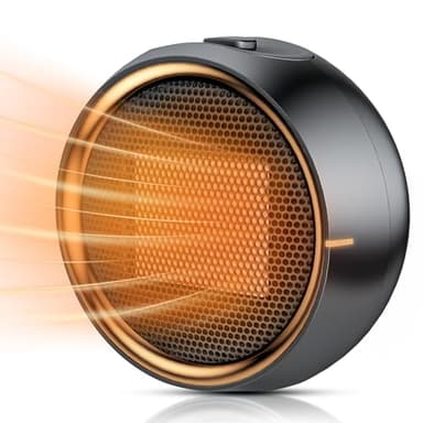 ASNUG Space Heater, Portable Electric PTC Ceramic Heaters for Indoor Use, 2S Efficient Heating, Tip-Over & Overheat Protection, Quiet Small Mini Desk Heater for Bathroom Home Office Bedroom