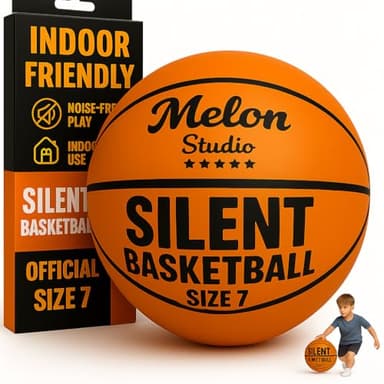 Silent Basketball Size 7 Indoor Basketball Airless Foam Ball | Quiet Dribble Inside Home | Soundless Noisless Soft Training for House | No Noise No Sound Dribbling Evolution Dribble up 29.5" inch