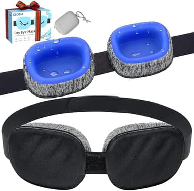 CLOZIA Eye Mask for Dry Eyes - 100% Blackout Dry Eye Mask & Moisture Goggles - Adjustable Sleeping Mask for Men & Women - Removable Cleaning Silicone, Soft & Comfortable - Great for Travel, Shift Work