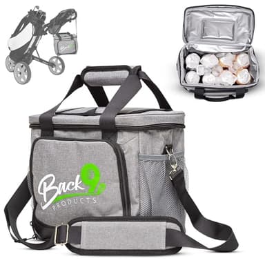 Premium Golf Cart Cooler Bag - Magnetic Lid - 12 Can Soft Sided Insulated Cooler, Leakproof, Waterproof, Portable for Push Carts, Work, Camping, Travel, or Gifting (Grey) - Back9Products