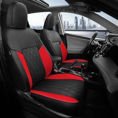 FEINEPRO RAV4 Seat Covers - Custom Fit Seat Covers for Toyota RAV4 2013-2018 LE XLE SE Limited Platinum Adventure (Not for Hybrid) - Leather RAV 4 Seat Cover Full Set Waterproof - Black and Red