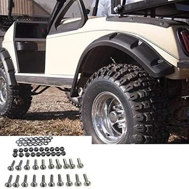 Huskey 4PCS Club Car DS Golf Cart Fender Flares with Stainless Steel Hardware for DS 1993 & Up G&E Models,Constructed of Impact-Resistant ABS plastic for Lifted Golf Cart with Offroad Tires