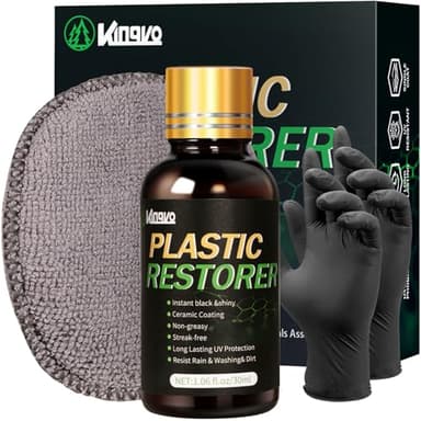 Plastic Restorer for Cars, Black Plastic Trim Restoration,Crystal Coating for Car Parts Automotive Hydrophobic Ceramic Coating with Foam Applicator,30ML