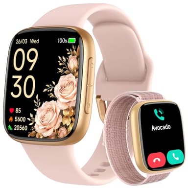Smart Watch for Women, Answer/Make Call, 1.85" AMOLED Always-On Display Screen Smartwatch for iPhone & Android, 3ATM Waterproof Fitness Tracker with Heart Rate/Sleep/SpO2 Monitor, 100+ Sport Modes