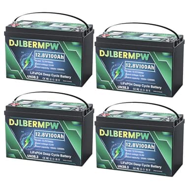 DJLBERMPW 48V 100Ah LiFePO4 Lithium Battery,8000+ Deep Cycle Golf Cart Battery 48V, Built-in 100A BMS 5120W Power, 4 Pack 12V 100Ah in Series to 48V 100Ah Lithium Batteries for RV,Off-Grid Solar Home