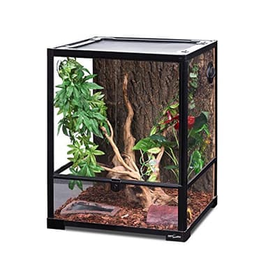 REPTI ZOO Reptile Glass Terrarium, 18" x 18" x 24" Front Opening with Double Hinge Door & Top Screen Ventilation, 30 Gallon Tank Large Reptile Terrarium (Knock-Down)