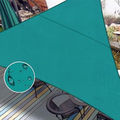 LOVE STORY Waterproof 10' x 10' x 14' Triangle Turquoise Blue Sun Shade Sail Cannoy UV Resistant for Outdoor Patio Garden Backyard (We Make Custom Size)