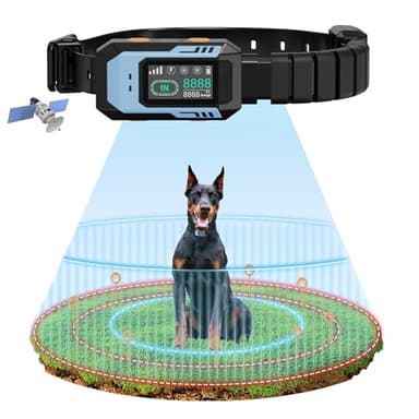 GPS Wireless Dog Fence System - Multifunctional Electric Fence for Large Dogs, Radius Range 100-9999ft, Training Collar with 8 Correction Modes, Perimeter Dog Collar for Large Yard/Outdoor Use Only