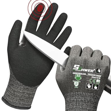 Schwer ProGuard High Level Cut Resistant Work Gloves PR3326 for Extreme Protection，ANSI A9 Cut Gloves with Reinforced Thumb, Non Slip, Breathable, Durable, Touch-screen, Black 1 Pair（M）
