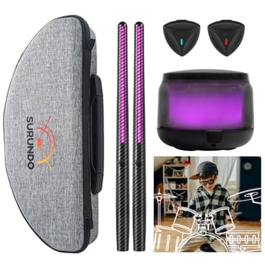 Virtual Air Drum Set, Electric Air Drum Sticks Kit, Carbon Fiber Drum Sticks & Pedals & Bluetooth Adapter Speaker, Electric Drum Set for Kids Beginners Adults