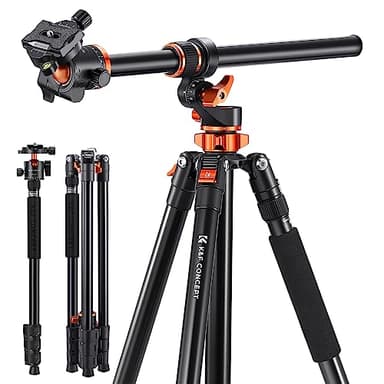 K&F CONCEPT 90''/230cm Ultra High Camera Tripod,Horizontal Overhead Shooting Travel Tripods with Metal Ball Head 10KG Load Capacity,Detachable Monopod, for Indoor and Outdoor Use T254A7+BH-28L