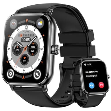 QONBINK Smart Watch for Men Women (Answer/Make Call) 1.85" HD Touch Screen Fitness Tracker, 120+ Sport Modes, 24/7 Heart Rate/Sleep Monitor/Pedometer/Calories, Fitness Watch for Android/iOS (Black)