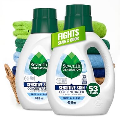 Seventh Generation Concentrated Laundry Detergent Liquid Free & Clear Fragrance Free 40 Fl Oz (Pack of 2)