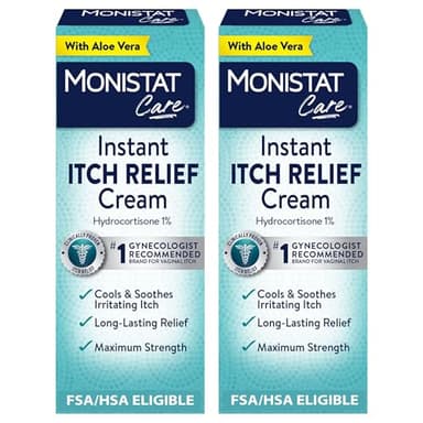 Monistat Instant Itch Relief Cream for Women, Fragrance-Free Formula with Aloe Vera Soothes and Cools Vaginal Itch, 1 Oz, Pack of 2