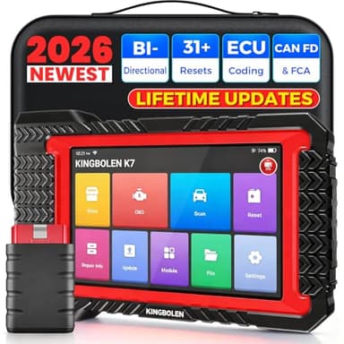 KINGBOLEN K7 Bidirectional Scan Tool 2026 OBD2 Scanner Bluetooth with Lifetime Updates, No Annual Fees, 31+ Resets, Component Matching, All System Diagnostic, CAN FD, FCA AutoAuth, Crankshaft Relearn