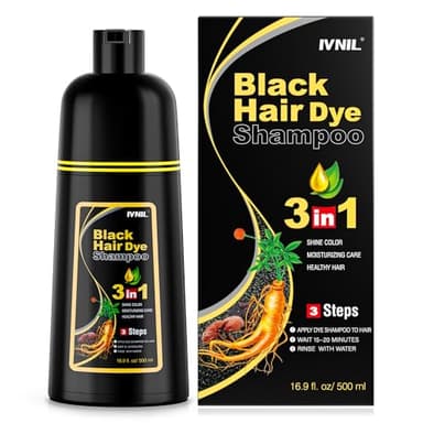 Ivnil Black Hair Dye Shampoo 3 in 1 Semi Permanent Hair Color Shampoo for Women & Men for Gray Hair Coverage, Natural Herbal Ingredients shampoo para pintar el cabello