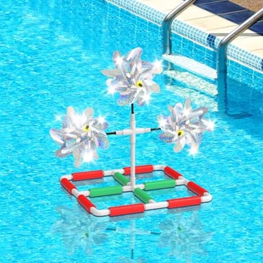Pool Bird Deterrent, Floating Reflective Windmill Bird Scare Devices, Keep Birds/Ducks/Heron/Pigeons... Away from Your Pool, Boat, Backyard, Pool Decoration 02