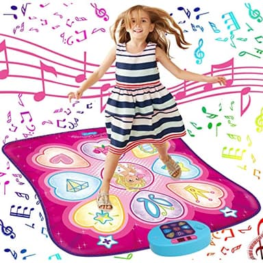 SUNLIN Dance Mat - Rhythm Step Play Mat - Dance Game Toy Pad with LED Lights, Gift for Kids Girls 3-12, Adjustable Volume, Built-in Music, 3 Challenge Levels
