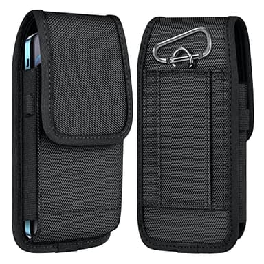 ykooe Cell Phone Pouch Nylon Belt Holster Case Compatible with iPhone 17 16 15 14 13 12 11 & Pro Models, Samsung Galaxy S20 S21 S22 S23 S24 S25, Black–L