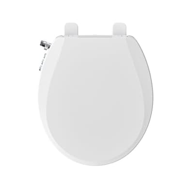 Clirass Bidet Toilet Seat, Soft Close Round Toilet Seat, Button control Feminine/Posterior Wash Switch, Knob Control Water Pressure,White Bidet Seat Attachment with Brass inlet