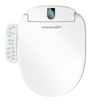 Round Bidet Toilet Seat, Smart Heated Toilet Seat with Warm Water and Dryer, Soft Close Bidet Seat with Adjustable Temperature, Stainless Steel Nozzle