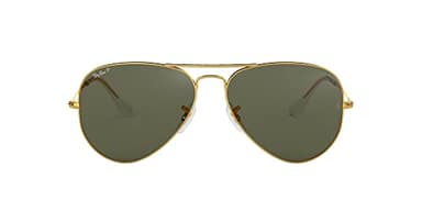 Ray-Ban Unisex RB3025 Classic Polarized Aviator Sunglasses, Gold/Green Polarized, 58 mm
