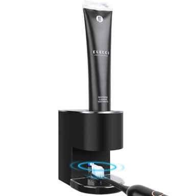 Automatic Toothpaste Dispenser Wall Mounted: Black Electric 6 Adjustable Levels Auto Toothpaste Squeezer Smart Rechargeable Touchless for Kids Adults - Bathroom - Replaceable Parts