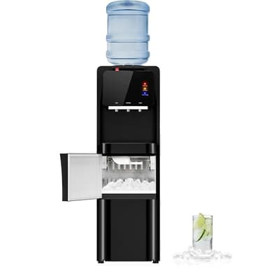 Manastin 4-in-1 Water Dispenser with Ice Maker, Hot & Cold & Room Temperature Top Loading Water Cooler with Fast Ice Making, Child Lock, Compatible with 3–5 Gallon Bottles, for Home and Office