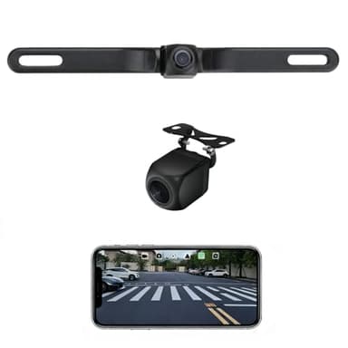 5G WiFi Wireless Backup Camera AHD 1080P License Plate Camera for iPhone iPad Android Smart Phones Clear Night Vision IP68 Waterproof Rear/Front View Reverse Camera for Sedans SUV MPV Van Pickup