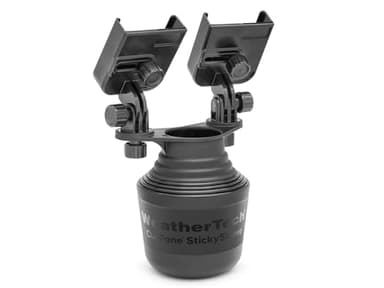 WeatherTech CupFone Duo – Adjustable, Universal Cup Holder Phone Mount Car & Truck Accessory – Best Design for iPhone & Smartphone Charging – Black Plastic Knobs