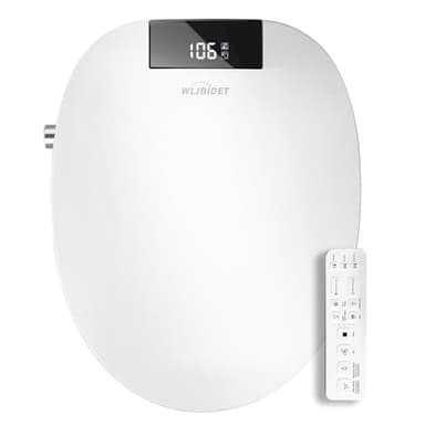 WLJBIDET Bidet Toilet Seat with Remote Control, Electronic Heated Bidet Seat with Adjustable Warm Water and Pressure, Warm Air Drying, Display Screen, Night Light, Slow Closed Toilet Lid, Round