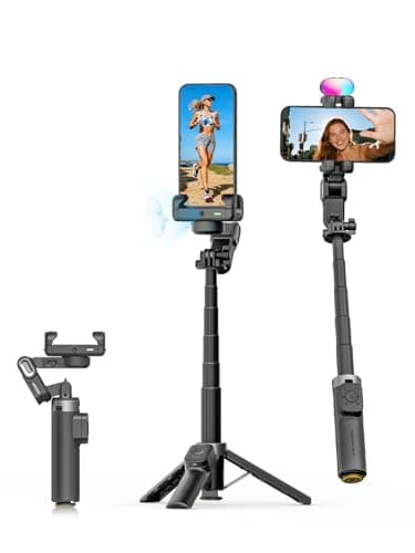 AOCHUAN Gimbal Stabilizer for iPhone, 4 in 1 Phone Gimbal w/360° Rotation for iPhone/Andriod Sefie Stick Tripod w/Auto Face Tracking and Wireless Remote for Vlogging-M3 Promini Black