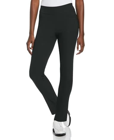 PGA TOUR Women's Tummy Control Pull-on Waistband Golf Pants, Caviar Black, Medium