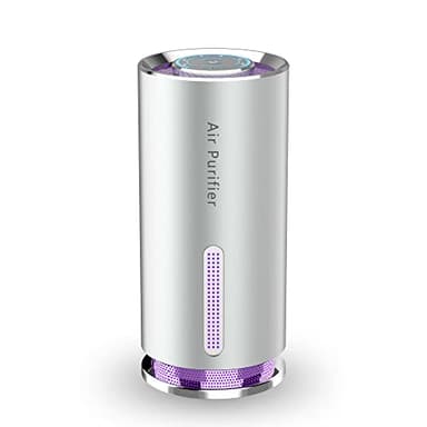 Portable Air Purifier for Car,Timeage Air Ionizer with HEPA Filter,UVC Light, Negative Ion,helps Remove Smoke Odor Pollen Allergens,Metal Enclosure,Silver