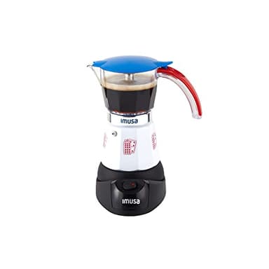 Imusa Special Edition Electric Cuba/Domino themed Espresso Maker, 3 or 6 Cups, White, Red, Blue