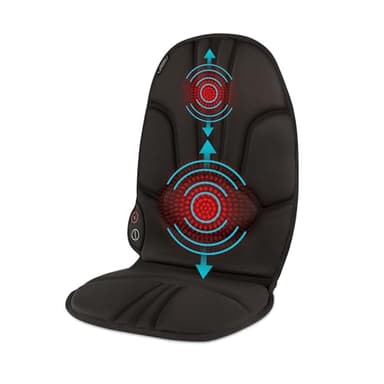 HoMedics Portable Heating and Vibrating Back Massage Cushion with Adjustable Intensity and Integrated Straps