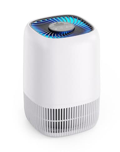 Air Purifiers for Home with H13 True HEPA Filter Up to 1076 Ft² for Pet Hair, Odors, Pollen, Smoke, Compact Air Cleaner with 3 Speeds, Timer, Aroma Quiet 360°Intake Filter, White