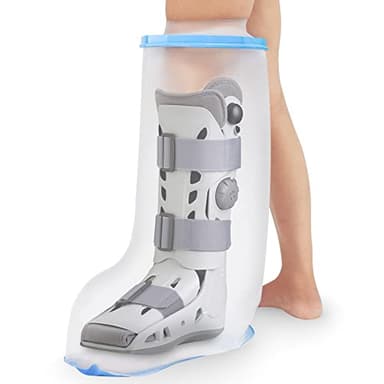 Waterproof Extra Wide Leg Cast Cover for Shower Adults, Extra Large Half Leg Shower Cover with Non-Slip Bottom, Watertight Foot Protector for Plus Size Adults Surgery Shower Boot
