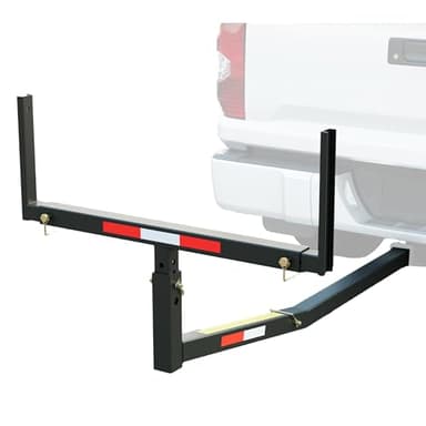 ECOTRIC Truck Bed Extender Pickup Truck Bed Hitch Mount Extension Rack SUV Lumber Ladder Canoe Boat Kayak Long Pipes w/Flag 750lbs Capacity